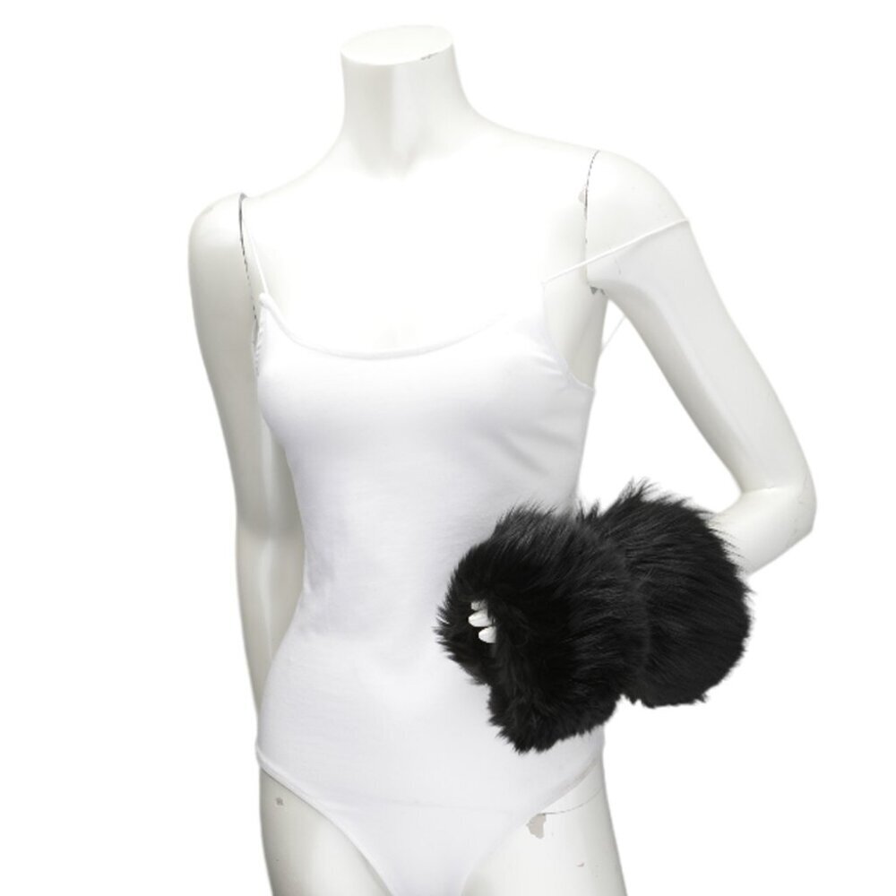 Vintage Black Real Fur Cuffs Pair Retro Mobwife Aesthetic DIY Upcycle Trim Craft